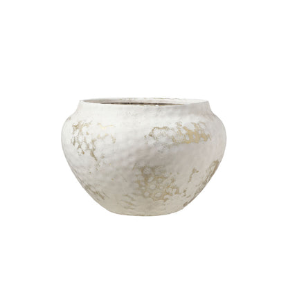 Cachepot in resina bianco invecchiato oro- vaso