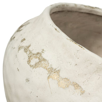 Cachepot in resina bianco invecchiato oro- vaso