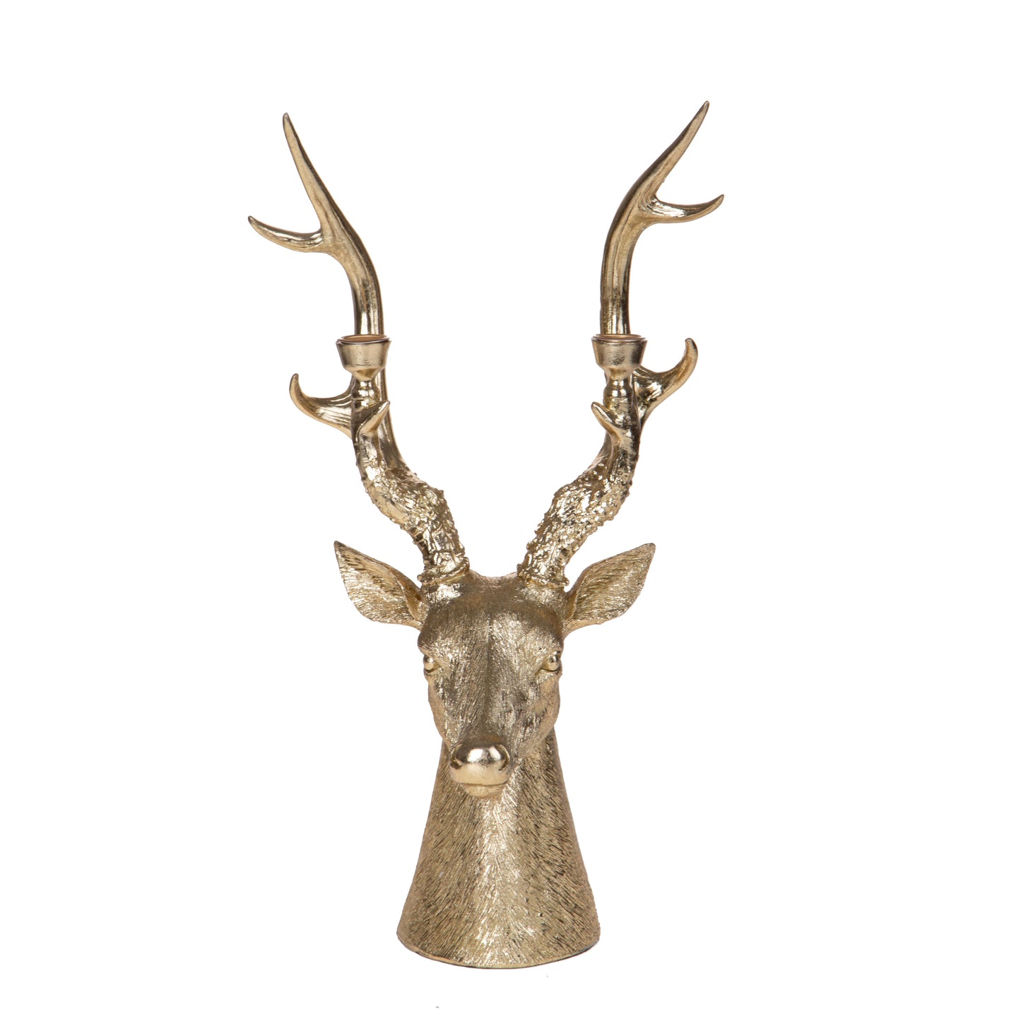 Candelabro da 2 a forma di testa di Renna dorata h.26,5cm| Dino Bianchi