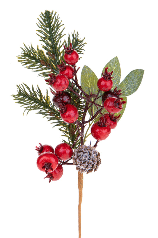 Ramo artificiale con bacche rosse 26cm| Dino Bianchi