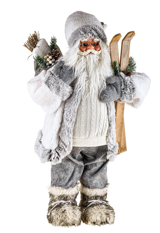 Babbo Natale con abito grigio e sacco con regali h.45cm| Dino Bianchi